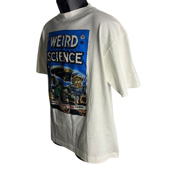 Vintage 80s Weird Science T-Shirt L White EC Comic Sci Fi Single Stitch Crewneck - Picture 7 of 8